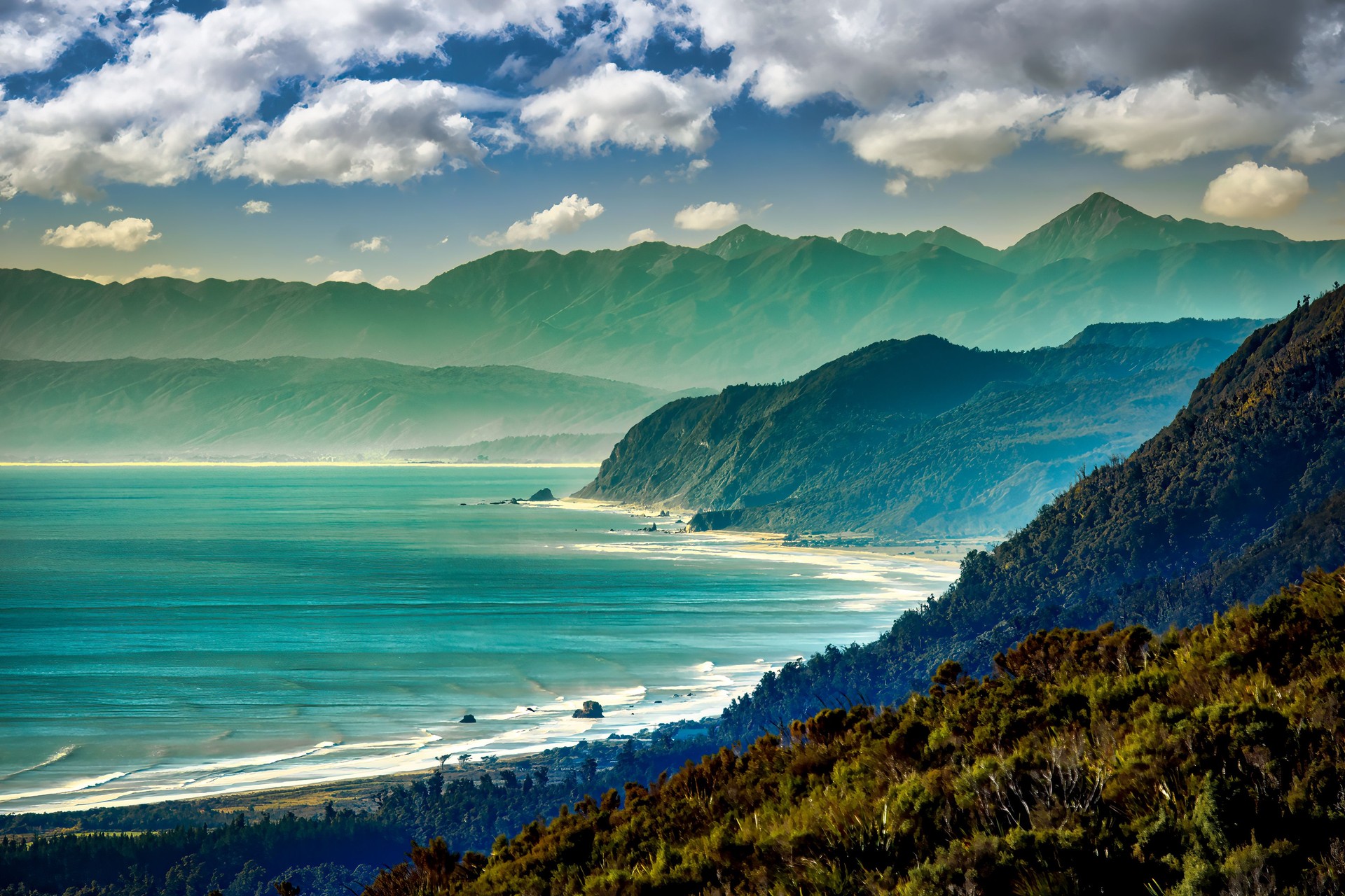 A hazy day on the road up to Denniston Coal Mine on the West Coast A hazy day on the road up to Denniston Coal Mine on the West Coast